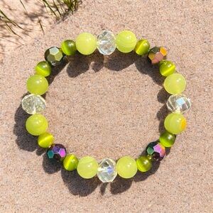 Lime Green Beaded Crystal Bracelet